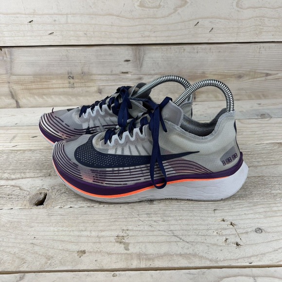 Nik Shoes Womens 6 Gray Zoom Fly SP Running Purple Orange AA3172-500 Athletic - Picture 4 of 16